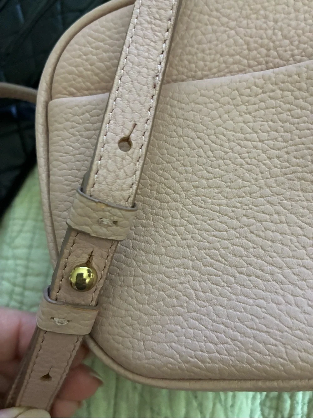Pebbled Leather Crossbody Bag in Light Blush
